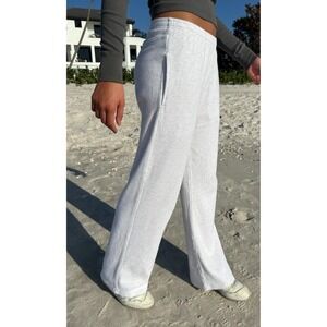 Brandy Melville Anastasia Heather Gray Waffle Knit Thermal Wide Leg Lounge small